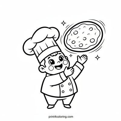 Chef's Dough-lightful Pizza Toss - free printable coloring page