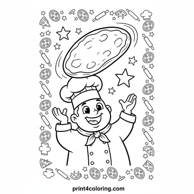 Chef's Daring Dough Toss! - free printable coloring page