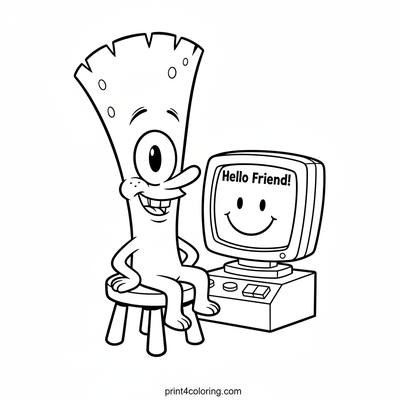 Plankton & Karen's Digital Hello - free printable coloring page