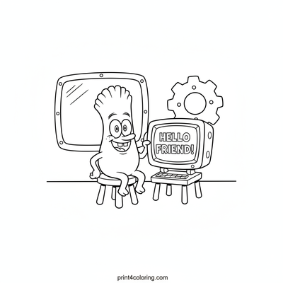 Plankton & Karen's Cozy Conversation - free printable coloring page