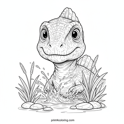 Baby Spinosaurus River Playtime - free printable coloring page
