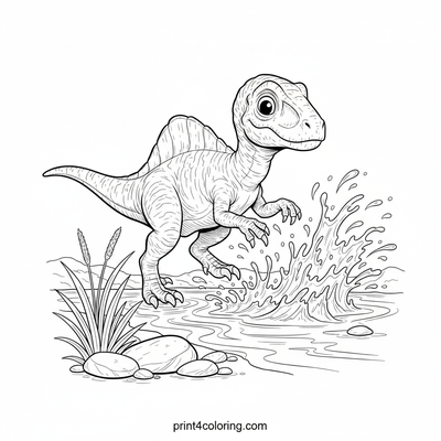 Baby Spinosaurus River Splash! - free printable coloring page