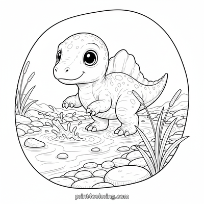 Cozy Baby Spinosaurus River Splash - free printable coloring page