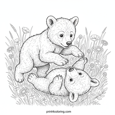 Sun-Dappled Bear Cub Romp - free printable coloring page