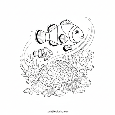 Coral Reef Clownfish Frolic - free printable coloring page