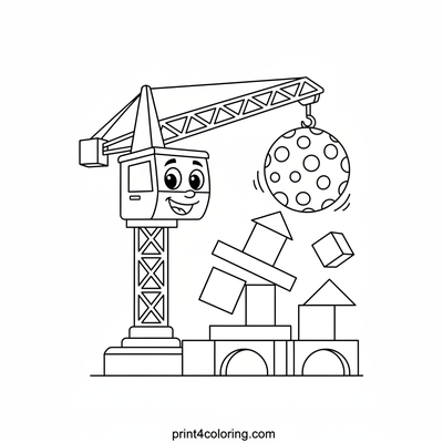 The Giggly Crane's Bouncy Block Bash - free printable coloring page