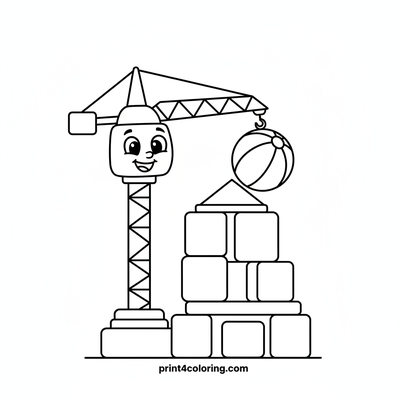 The Bouncing Crane's Block Party - free printable coloring page