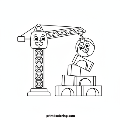 Giggly Crane's Block Party - free printable coloring page