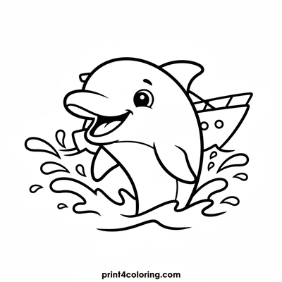 Dolphin's Yacht Race Adventure - free printable coloring page