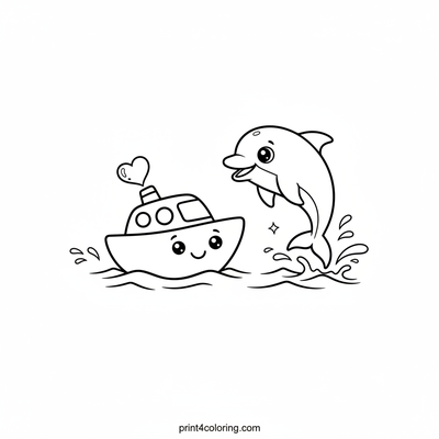 Dolphin's Yacht Race Fun - free printable coloring page