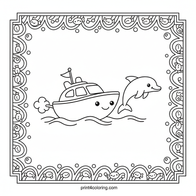 Playful Dolphin's Yacht Race - free printable coloring page