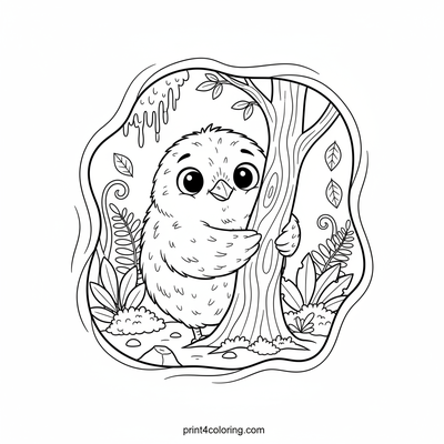 Playful Kiwi's Forest Hide-and-Seek - free printable coloring page