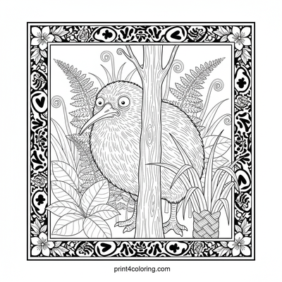 Kiwi's Playful Hideout - free printable coloring page
