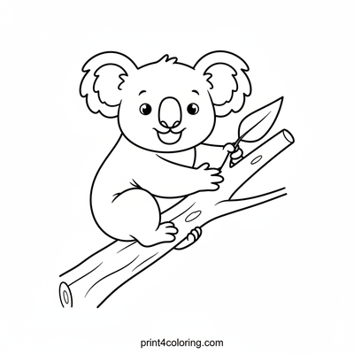 Happy Koala's Eucalyptus Adventure - free printable coloring page