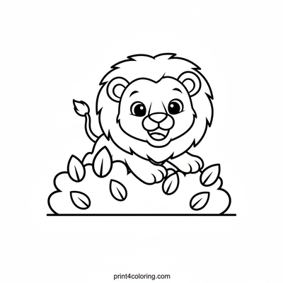 Pouncing Lion Cub Surprise! - free printable coloring page