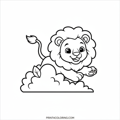 Playful Pounce: Little Lion Cub Fun - free printable coloring page
