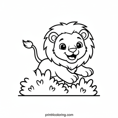 Playful Pounce: Lion Cub Hide-and-Seek! - free printable coloring page