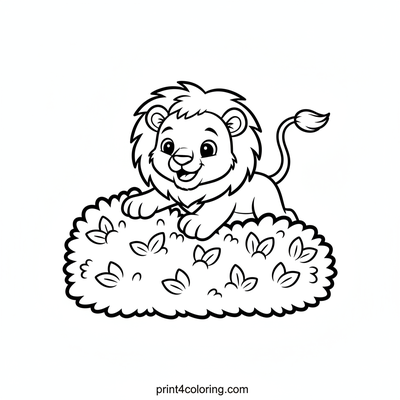 Cheerful Lion Cub's Playful Pounce - free printable coloring page