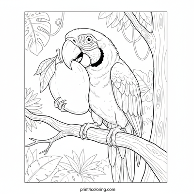 Macaw's Giant Mango Adventure - free printable coloring page