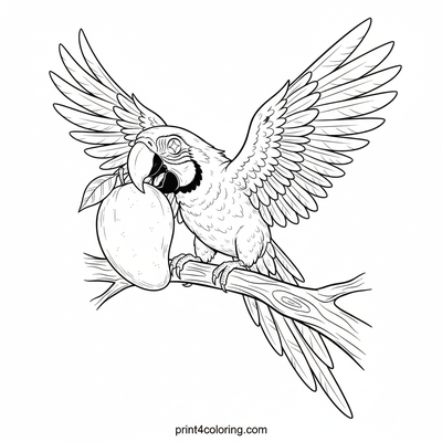 Macaw's Gigantic Mango Adventure - free printable coloring page