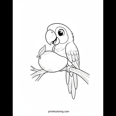 Macaw's Giant Mango Adventure - free printable coloring page