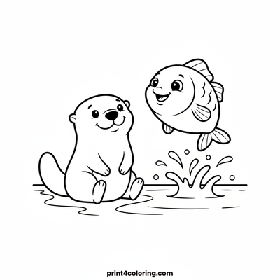Happy Otter's Splashy Friend - free printable coloring page