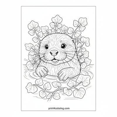 Playful Otter's Watercress Whirl - free printable coloring page