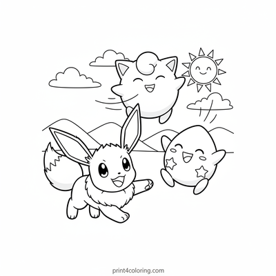 Playful Pokemon Pals Adventure - free printable coloring page