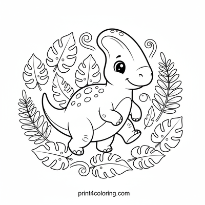 Playful Parasaurolophus Prance - free printable coloring page
