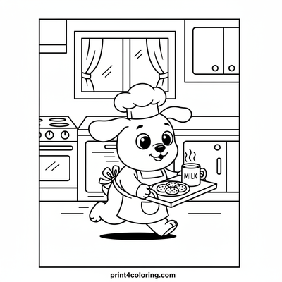 Chef Pup's Zooming Breakfast Delivery - free printable coloring page