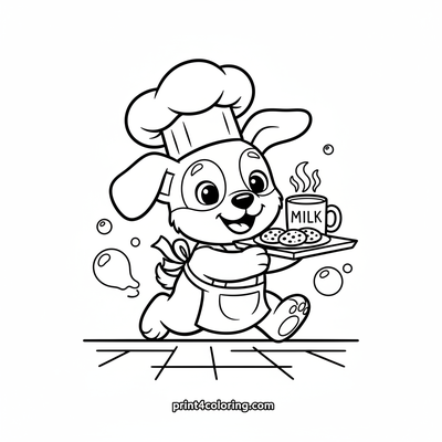 Chef Pup's Speedy Breakfast Delivery - free printable coloring page