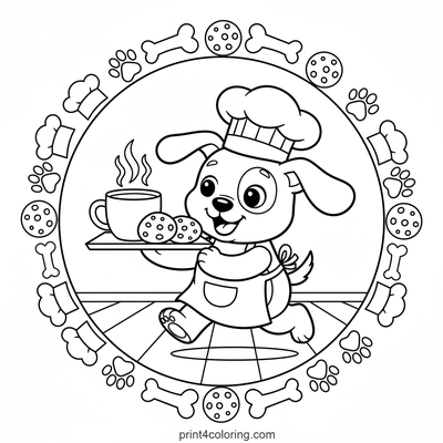Chef Puppy's Breakfast Delivery Dash - free printable coloring page