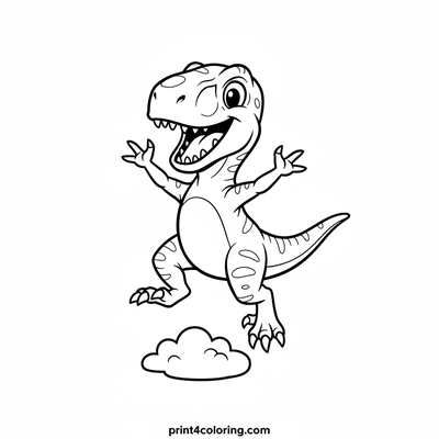Happy Raptor's Joyful Jump! - free printable coloring page