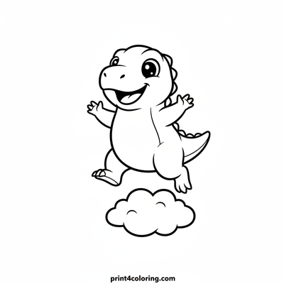 Joyful Raptor's Cloud Leap - free printable coloring page