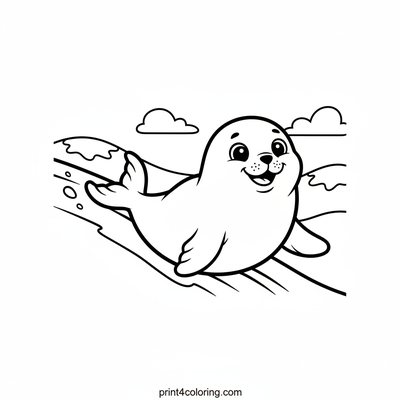Happy Seal Slide Adventure - free printable coloring page