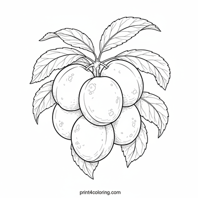 Detailed Plums: A Botanical Beauty - free printable coloring page