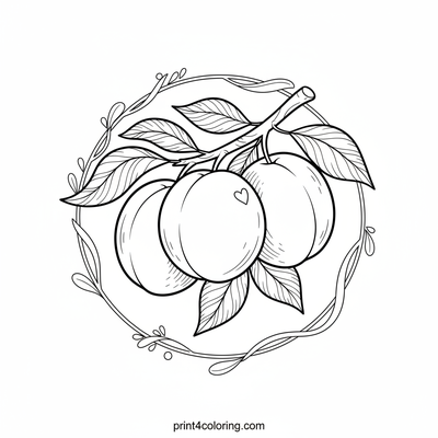 Sweet Plums on a Breezy Branch - free printable coloring page