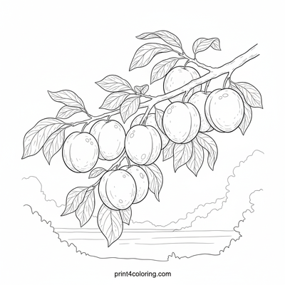 Bountiful Plum Branch Botanical - free printable coloring page