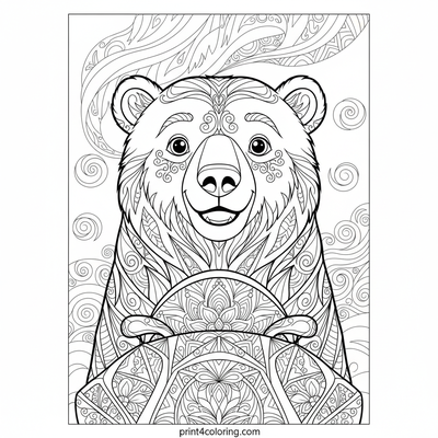 Majestic Polar Bear's Northern Lights Snowmobile - free printable coloring page