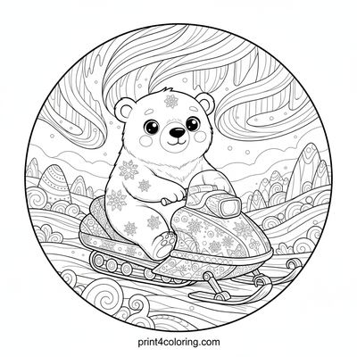 Polar Bear's Aurora Quest on an Enchanted Snowmobile