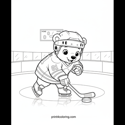 Puck-tastic Polar Bear Cub's First Skate - free printable coloring page