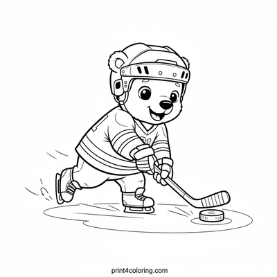 Polar Bear Cub's Icy Hockey Dream - free printable coloring page