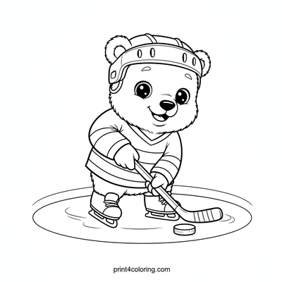 Polar Cub's Icy Hockey Debut - free printable coloring page