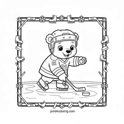 Puck-tastic Polar Bear Cub's First Skate - free printable coloring page