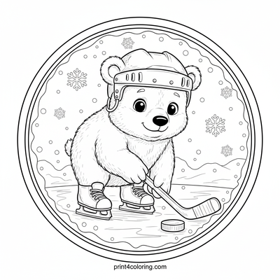 Polar Bear Cub's First Skate Adventure - free printable coloring page
