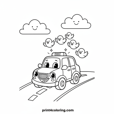 Friendly Police Car Fun - free printable coloring page