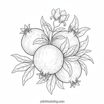 Pomegranate Perfection: A Harvest Close-Up - free printable coloring page