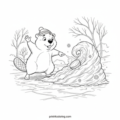 Beaver's Big Puck Predicament - free printable coloring page