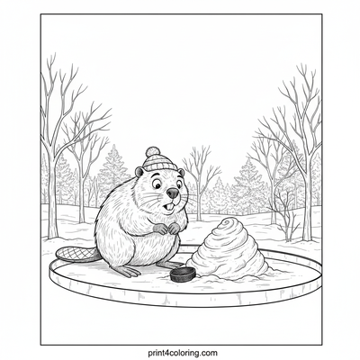 The Beaver's Big Pond Hockey Prank Snag - free printable coloring page