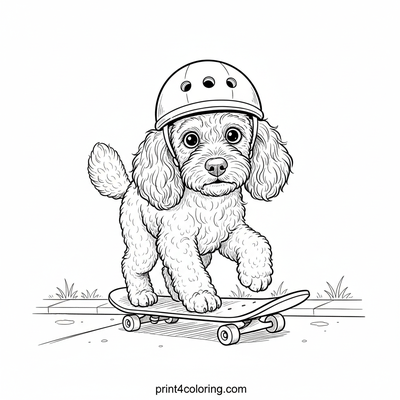 Poodle's Pushboard Adventure - free printable coloring page